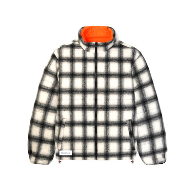 Reversible Plaid Puffer Jacket - White / Orange