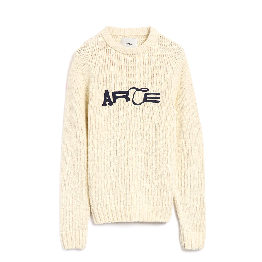 Embroidery Logo Knit Sweater - Cream