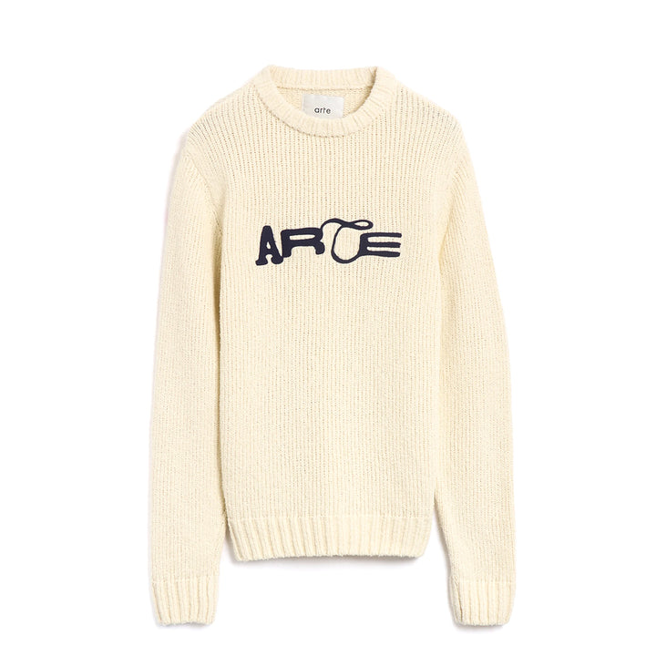 Embroidery Logo Knit Sweater - Cream