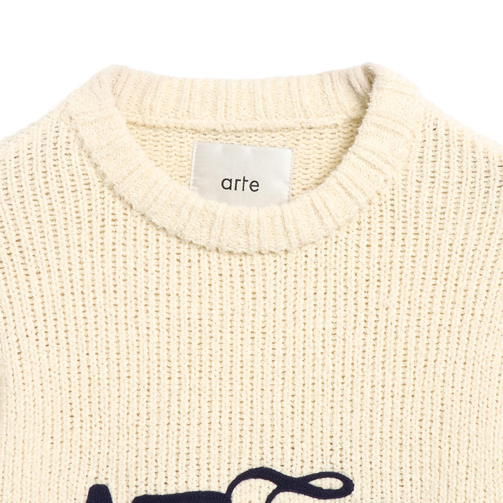 Embroidery Logo Knit Sweater - Cream