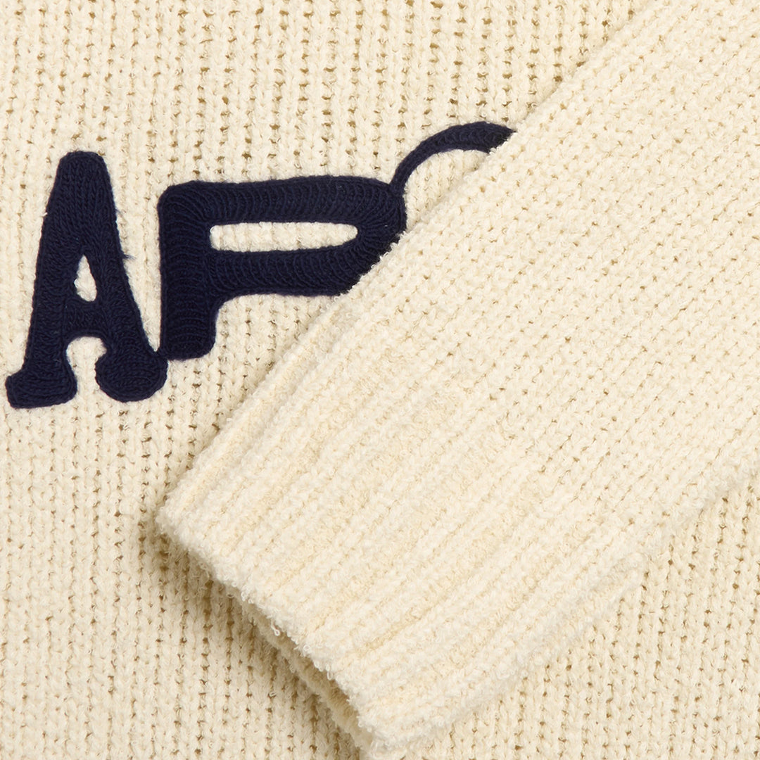 Embroidery Logo Knit Sweater - Cream