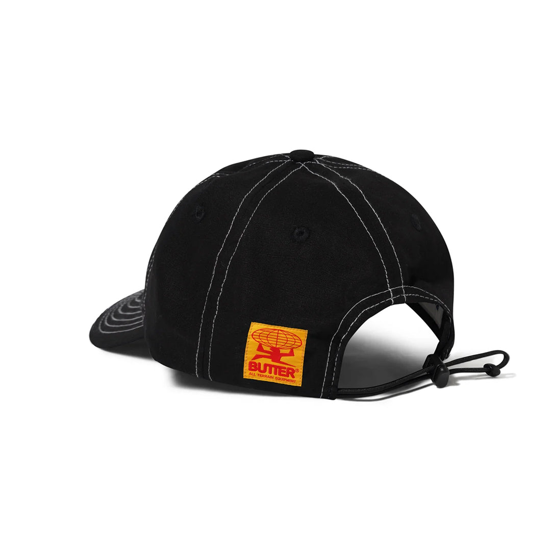 Washed Ripstop 6 Panel Cap - Black