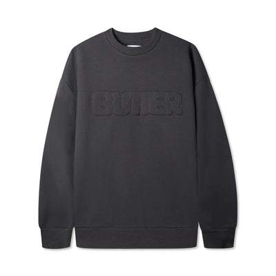 Fabric Applique Crewneck Sweatshirt Washed Black