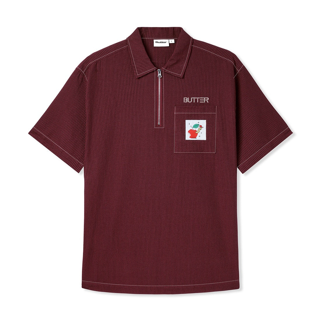 Seersucker Zip Shirt Burgundy